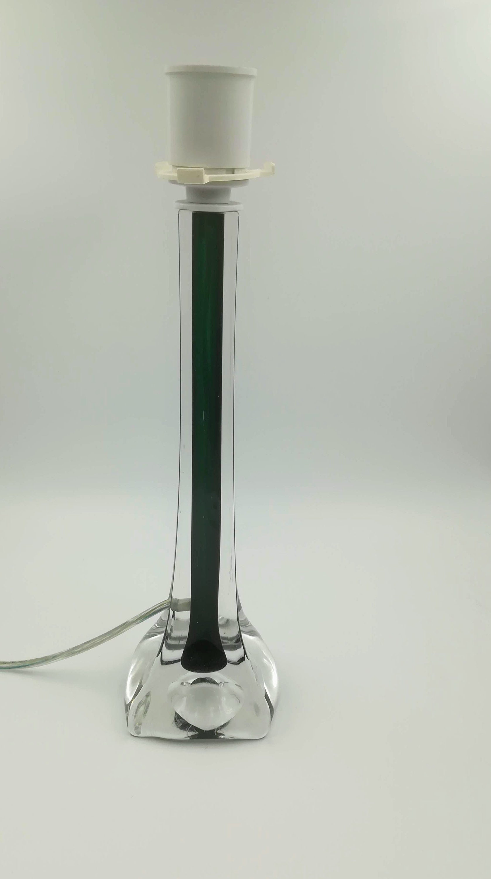 Paul Kedelv for Flygsfors Swedish Mid-Century Green Art Glass Lamp, 1950s,height 34 cm