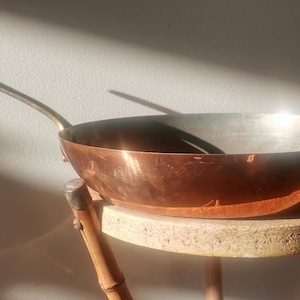 A pair of copper Cooking Pan With Brass Handles, Copper Cookware Pan,stampled Harvad, vintage made in France, from 1970s
