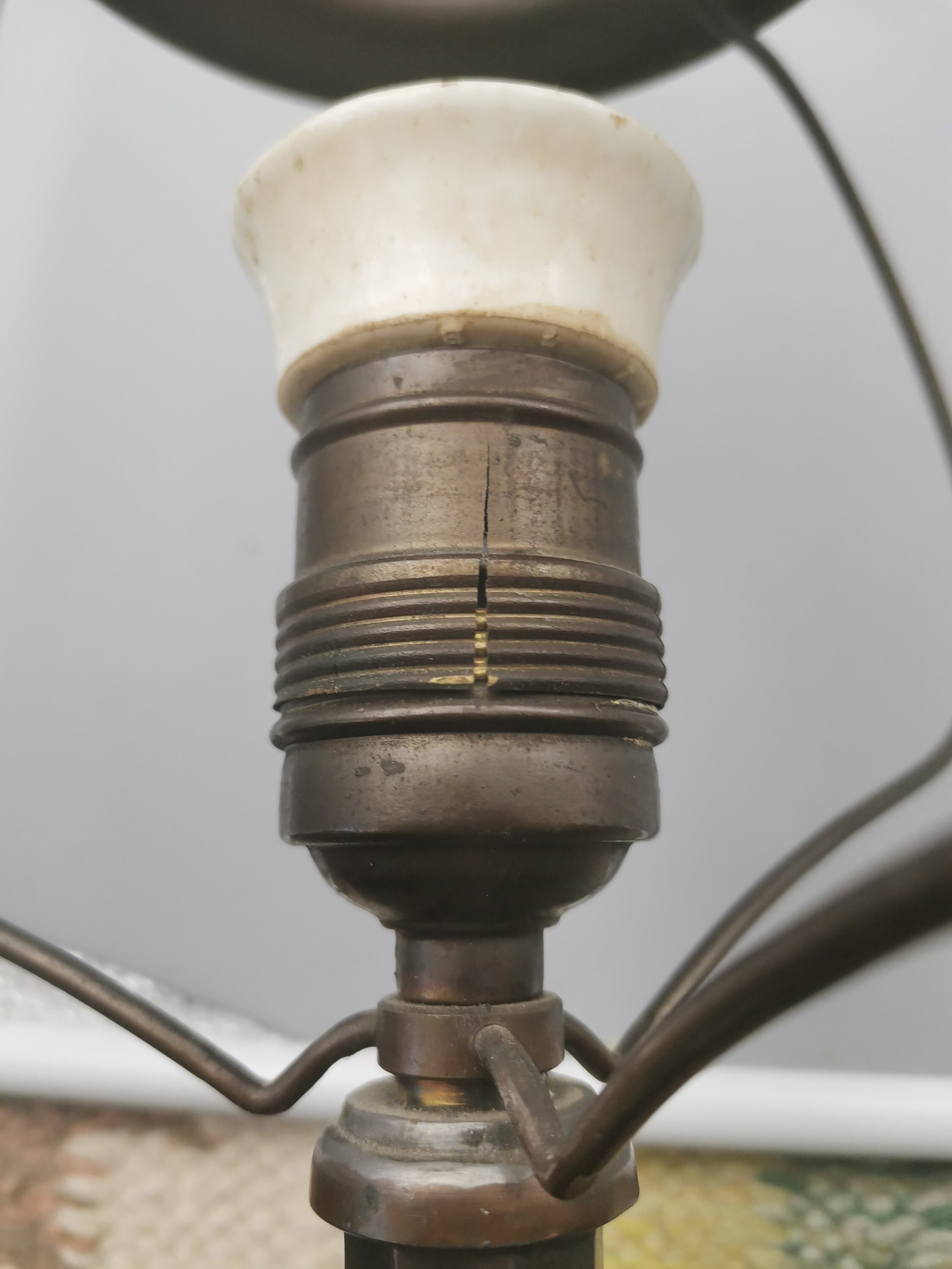 Antique Art Deco Metal Table Lamp ,52 Cm Height ,from 1910