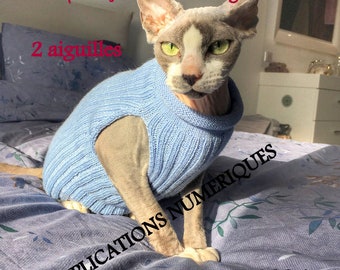 Digital tutorial to knit a sweater for a big sphynx cat