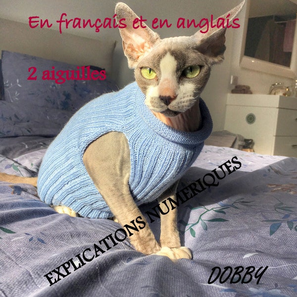 Digital tutorial to knit a sweater for a big sphynx cat