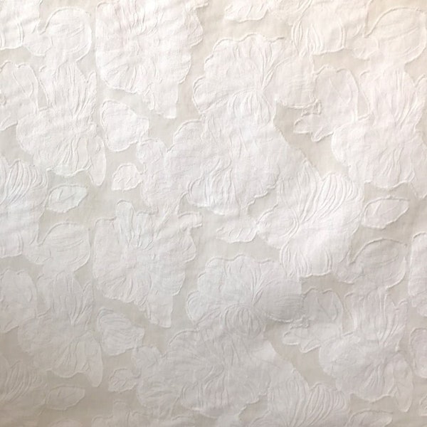 58" Wide White Floral Cotton/Nylon Jacquard  Fabric