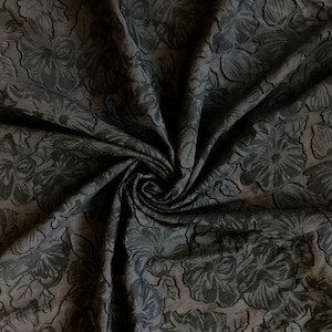 54&quot; Wide Black Floral Burnout Jacquard Cotton Nylon