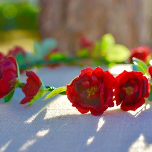 The Debora floral halo crown // romantic wedding, birthday crown, red rose crown, red wedding, bridesmaid headpiece, flower girl cr image 1