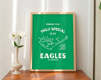 Philadelphia Philly Special Poster, Eagles Football Illustration, Sports Decor, Unframed