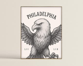 Philadelphia Poster, Eagles Illustration, Sports Decor, Unframed