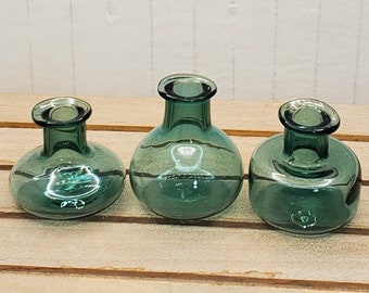 1:12 Dollhouse Vase - Blue-Green Depression Glass Style Miniature Jug