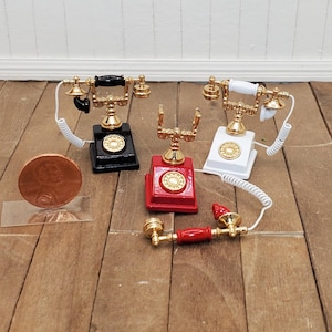 Miniature Rotary Telephone – 1:12 Scale Dollhouse Accessory, Black Vintage Phone, 0.6x0.2x0.2 Inches - View #6