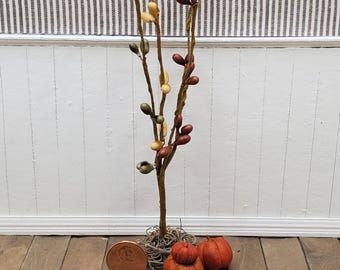 1:12 Dollhouse Handmade Fall Arrangement with Pumpkins. Mini Porch or Room Decor.