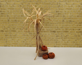 1:12 Dollhouse handmade Fall Porch Decor Corn Stalks and Pumpkins