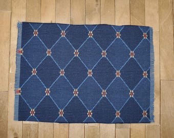 Dollhouse Area Rug, Modern Navy Miniature Carpet, 1:12 Scale