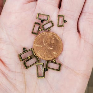 Dollhouse Apothecary Drawer Pulls, 10mm or 8mm Wide, Set of 4. 1:12 Scale Bronze File Label Handles.