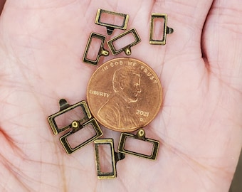 Dollhouse Apothecary Drawer Pulls, 10mm or 8mm Wide, Set of 4. 1:12 Scale Bronze File Label Handles.