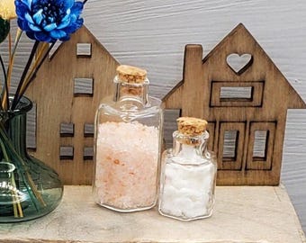 Dollhouse Apothecary Jar: Miniature Hexagon Glass Bottle with Cork