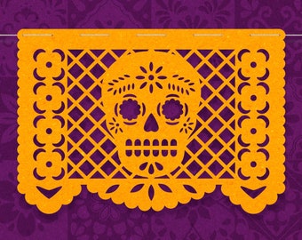 Sugar Skull SVG / PNG / SILHOUETTE Papel Picado Plotterdatei für día de muertos Halloween Tag der Toten Fiesta Mexicana Calaverita