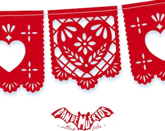 Cariñat SVG / PNG / SILHOUETTE mini Papel Picado Girlanden Schneidedatei für Fiesta Mexicana Noche Mexicana 5 de Mayo Hochzeit Valentines Laser
