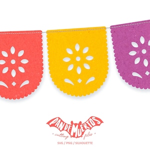 Florecitas SVG / PNG / SILHOUETTE mini Papel Picado garland  cutting file for Fiesta Mexicana Noche Mexicana Cinco de Mayo septiembre laser