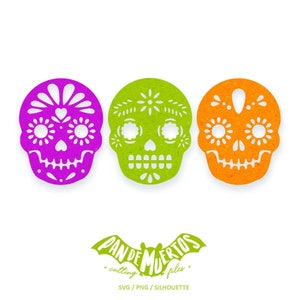 Calaveritas de Azúcar 2 SVG / PNG / SILHOUETTE Schneidedatei Fiesta Mexicana d'a de muertos Halloween Vinyl Aufkleber Tag der Toten Schädel Laser
