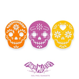 Calaveritas de Azúcar I Archivo de corte SVG / PNG / SILHOUETTE para fiesta mexicana día de muertos calcomanías de vinilo de halloween calavera del día de los muertos