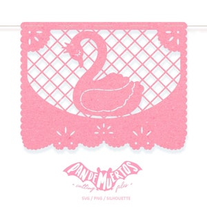 Swan Princess SVG / PNG / SILHOUETTE  Papel Picado cutting file for  Baby Shower fiesta mexicana girl party  baptism
