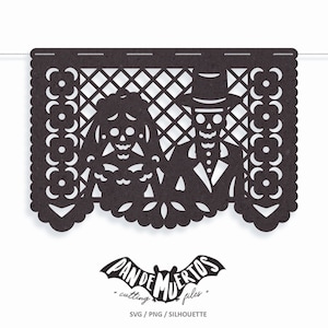 Los Novios Muertos SVG / PNG / SILHOUETTE Papel Picado Schneidedatei für dista de muertos Halloween Tag der Toten Laser geschnitten Valentinstag