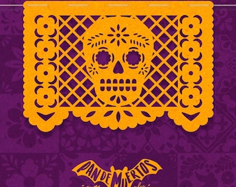 Sugar Skull SVG / PNG / SILHOUETTE Papel Picado archivio de corte para día de muertos halloween día de muertos fiesta mexicana calaverita