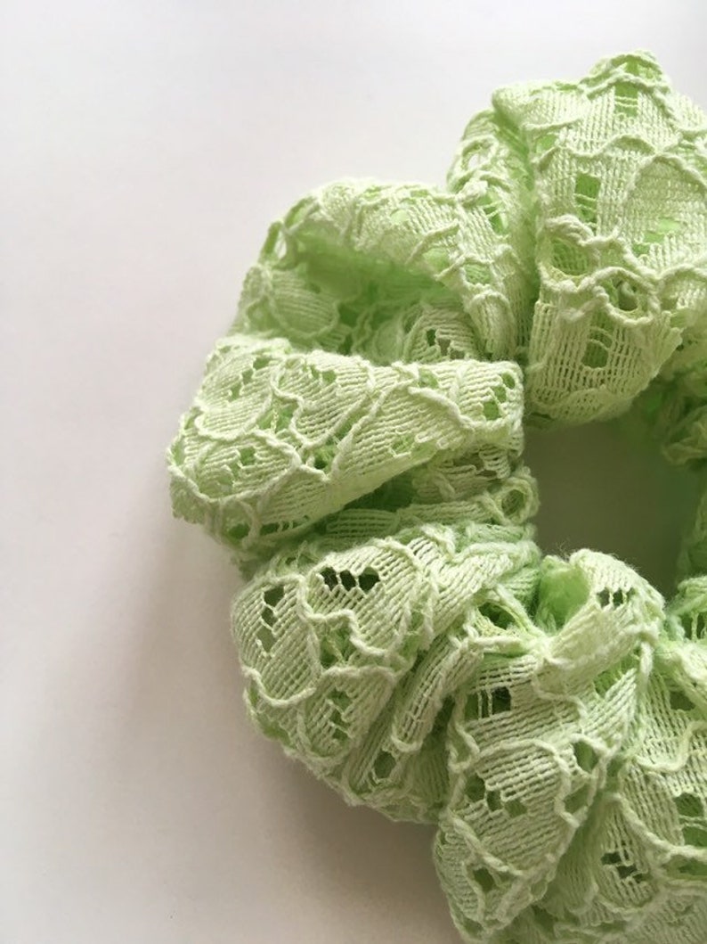Light green lace scrunchie Green scrunchy Hair accessorie | Etsy