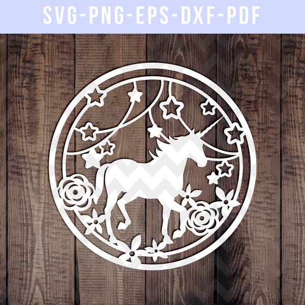 star unicorn papercut template, unicorn party card making, unicorn svg cutting file, laser cut, dxf svg pdf, paper art, unicorn kids stencil