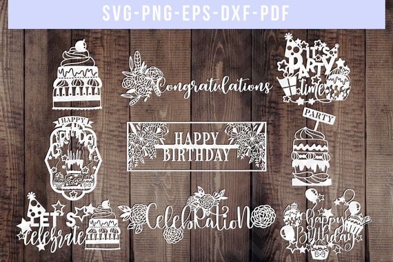 Download Free Bundle Of 9 Birthday Papercut Templates Party Svg File Etsy SVG Cut Files