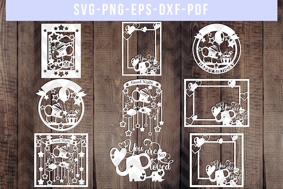 Download Bundle Of 9 Cute Elephant Papercut Templates Baby Shower Cut Etsy
