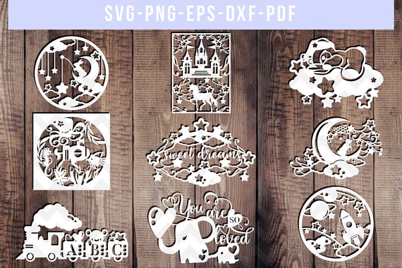 Download Bundle Of 9 Nursery Papercut Templates Baby Shower Cut File Etsy