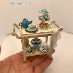 NOWOŚĆ** 1:12 shaby chic biały wózek, miniaturowe meble, rękodzieło