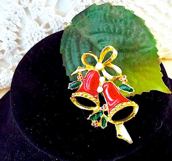 Vintage Christmas Pin/ Brooch, Vintage Gold Pearl… - image 3