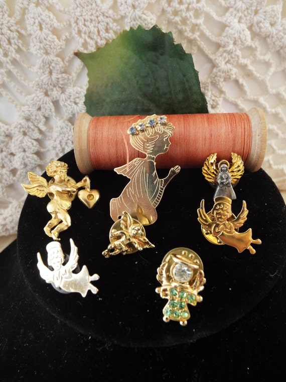 Lot 7 Vintage Angel Pins, 7 Vintage Angel Pins/Br… - image 2