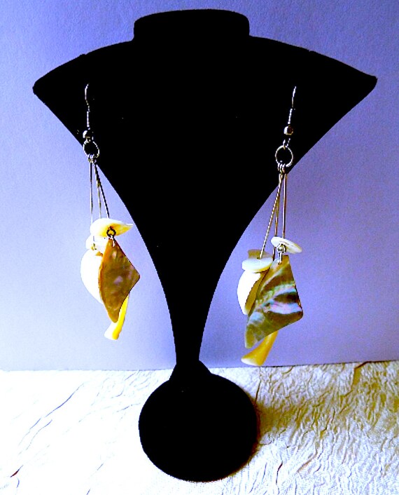 Vintage Shell Earrings,1970's Earrings,Handmade E… - image 6