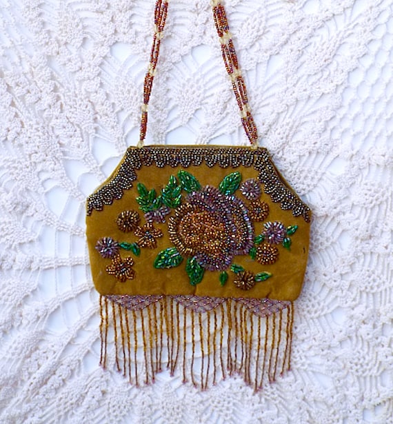Vintage Beaded Purse,Vintage Embroidered Bead Pur… - image 2