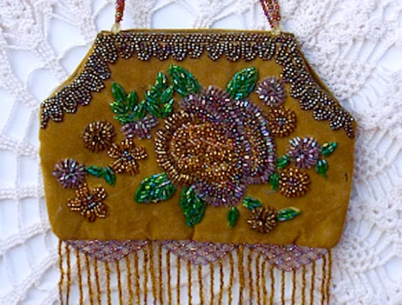 Vintage Beaded Purse,Vintage Embroidered Bead Pur… - image 8