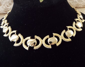 Vintage Gold Necklace,Vintage Gold Modern Necklace,Vintage Jewelry,Vintage Choker Necklace,Gold Necklace,1950's Necklace,Valentine Gift
