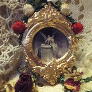 Miniature Picture, Victorian Christmas Ornament with Angel Picture, Miniature Ornament, Victorian Christmas Ornament, Christmas Ornament