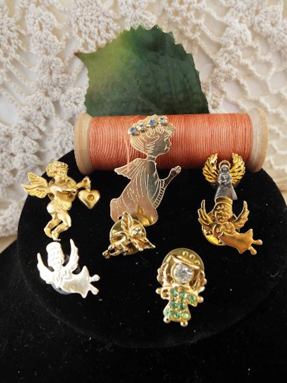 Lot 7 Vintage Angel Pins, 7 Vintage Angel Pins/Br… - image 7