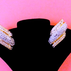 Vintage &quot;DIOR&quot; Earrings,Vintage Pave Rhinestone Earrings,Pave Crystal/Gold Earrings,Vintage Rhinestone Clip Earrings,1960&#39;s Valentine Gift