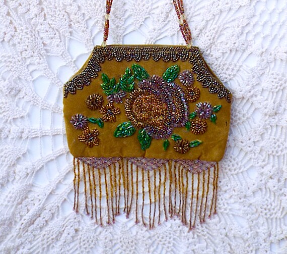 Vintage Beaded Purse,Vintage Embroidered Bead Pur… - image 4