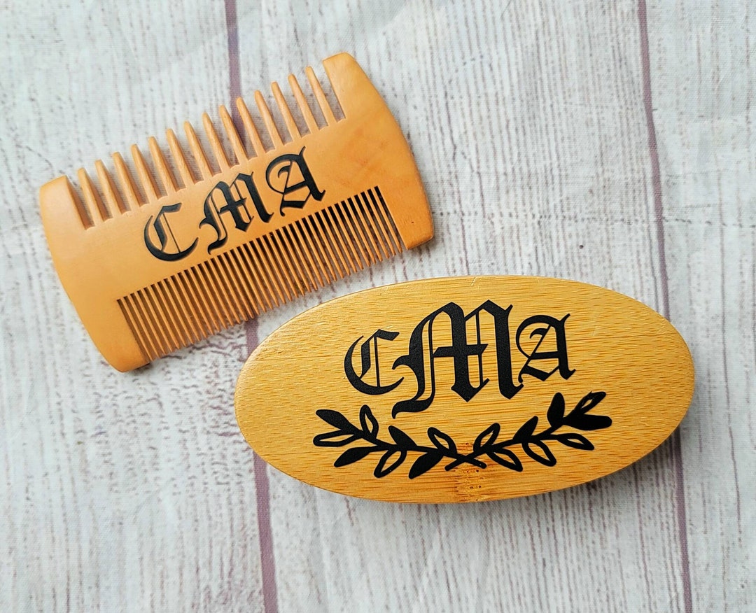 Beard Grooming Kit Wood Beard Comb Personalized Beard Brush Etsy