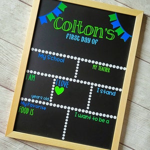 Reusable Back to School Chalkboard, First Day of School sign, Chalkboard with Blanks first day chalkboard, back to school chalkboard