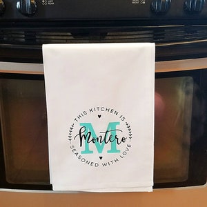 Custom kitchen towel, flour sack Towels, custom tea Towels, personalized kitchen towels, kitchen decor, wedding shower gift