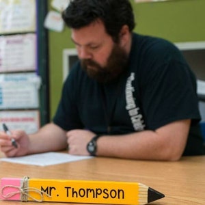 Teacher Name Pencils, Teacher Pencil Sign, Teacher Name Plate, Teacher Gift, Teacher Appreciation Gift, Teacher Pencil, Teacher grad gift image 2