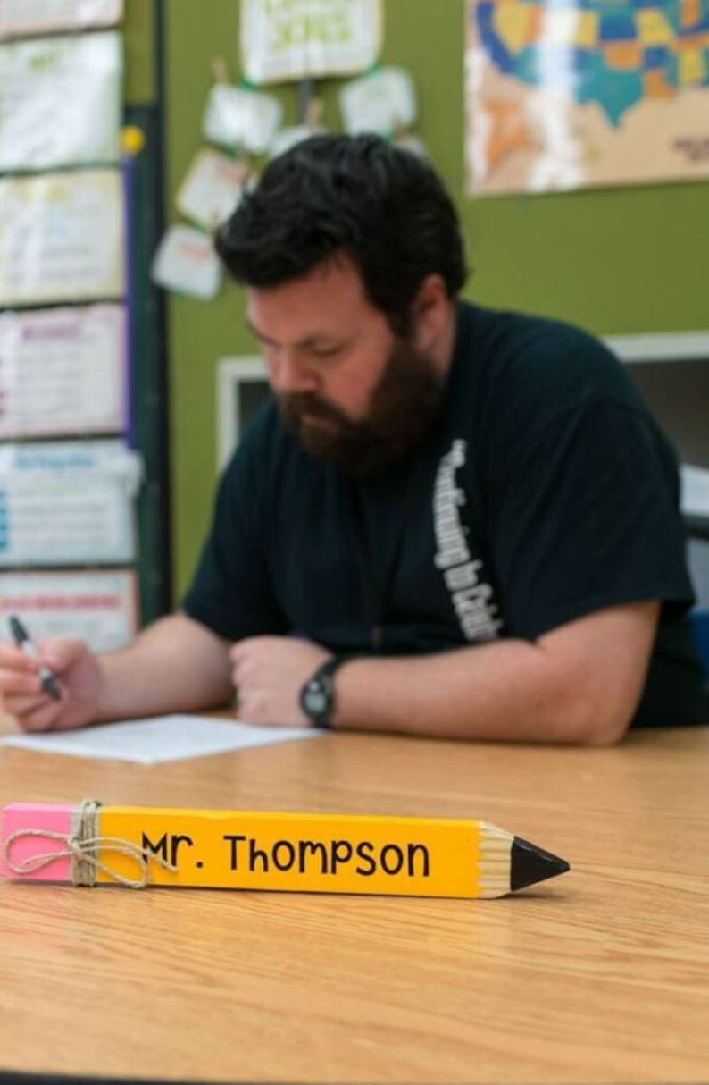 Teacher Name Pencils, Teacher Pencil Sign, Teacher Name Plate, Teacher Gift, Teacher Appreciation Gift, Teacher Pencil, Teacher grad gift image 2