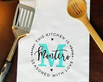 Custom kitchen towel, flour sack Towels, custom tea Towels, personalized kitchen towels, kitchen decor, wedding shower gift