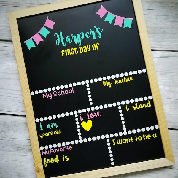 Reusable Back to School Chalkboard, First Day of School sign, Chalkboard with Blanks first day chalkboard, back to school chalkboard