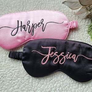Custom Sleep Mask, Personalized Satin Sleep Mask, Bachelorette Favors, Bridesmaid Gifts, Spa Party Favors, Name Eye Mask